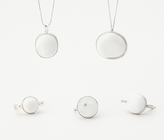 Cashmere Rings, Pendants / Silver, Glass, Diamond, Pearl