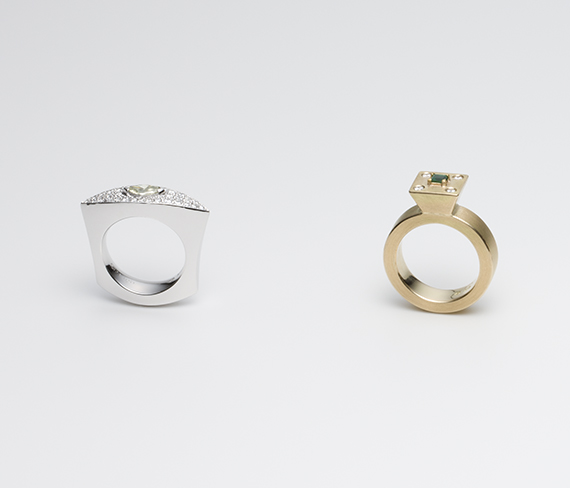 Gem Ring / White Gold, Diamond, Gold, Emerald
