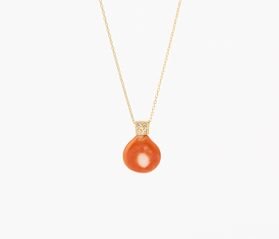 Poppy Necklace / Coral, Gold, Diamond